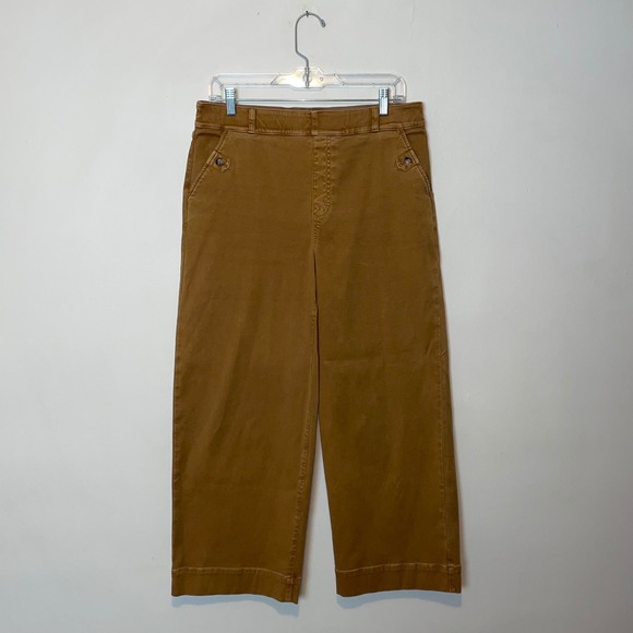 Spanx Stretch Twill High Rise Wide Leg Crop Pants In Toffee Brown Size XL 20312R - Picture 2 of 6